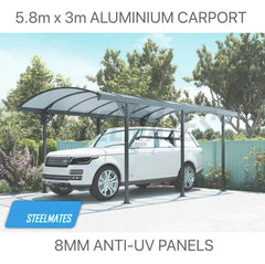 3m x 5.80m Single Carport Vehicle Shelter Outdoor Canopy Aluminium Pergola Yard