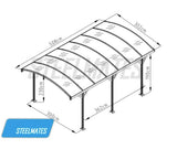 3m x 5m Extra High Aluminium Outdoor Canopy Car Port 8MM ANTI-UV Panels