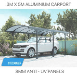 3m x 5m Extra High Aluminium Outdoor Canopy Car Port 8MM ANTI-UV Panels