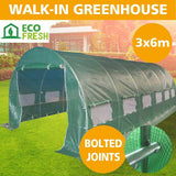 6m x 3m x 2m Strong Tunnel Greenhouses Galvanised Frame
