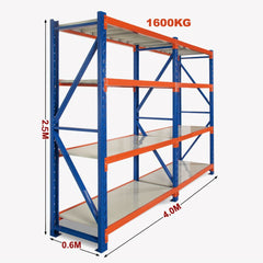 2.5m Tall Double Bay Heavy Duty Storage Shelving 2500H x 4000W x 600D
