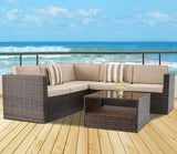 Solaura Outdoor 4-Piece Sofa Sectional Set All Weather Brown Wicker