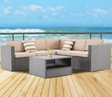 Solaura Patio Sectional Set 4-Piece Grey Wicker Outdoor Sofa furniture