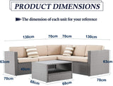 Solaura Patio Sectional Set 4-Piece Grey Wicker Outdoor Sofa furniture