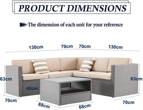 Solaura Patio Sectional Set 4-Piece Grey Wicker Outdoor Sofa furniture