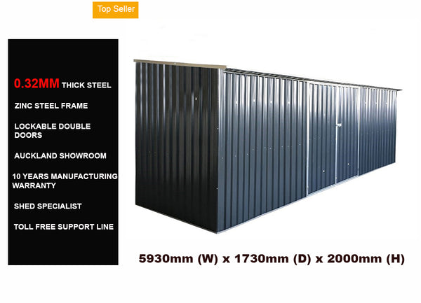 Workshop Shed 5.9m x 1.7m New Model  Colour: Grey