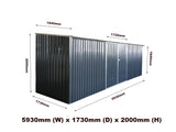 Workshop Shed 5.9m x 1.7m New Model  Colour: Grey