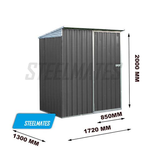 Garden Shed 1.7m x 1.3m Colour: Dark Gray