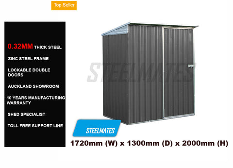 Garden Shed 1.7m x 1.3m Colour: Dark Gray
