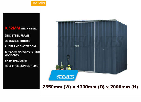 Garden Shed 2.55m x 1.30m  Colour: Dark Gray