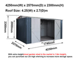 4.2m x 2.54m Garden Shed The Ranch Grey (New Design 2000mm Tall Side Wall)