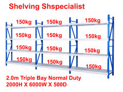 2.0m Triple Bay Normal Duty 2000H X 6000W X 500D