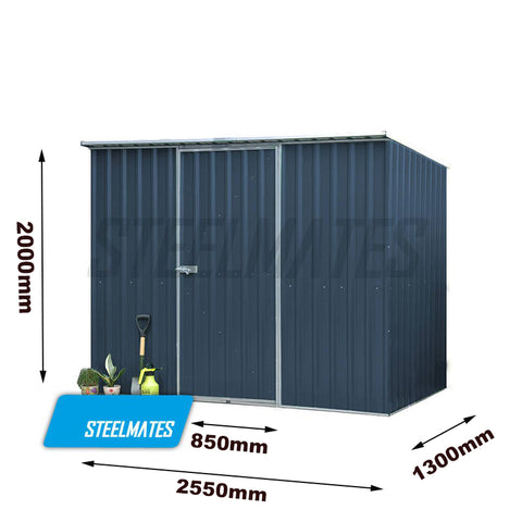 Garden Shed 2.55m x 1.30m  Colour: Dark Gray