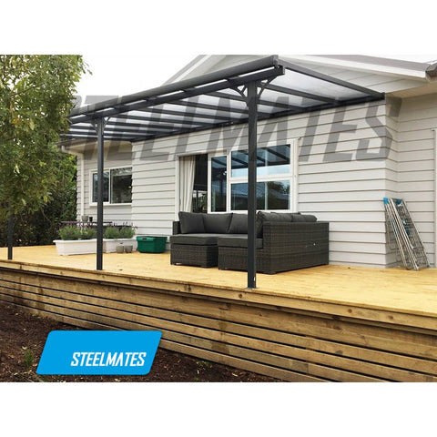 Wall Mounted Patio Cover 4360 L x 2550 W Aluminium Canopy,  Carport, Lean To Pergola