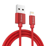 IPhone Cable ORICO High quality Braided Lightning 1m  Red Color