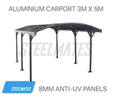 3m x 5m Extra High Aluminium Outdoor Canopy Car Port 8MM ANTI-UV Panels