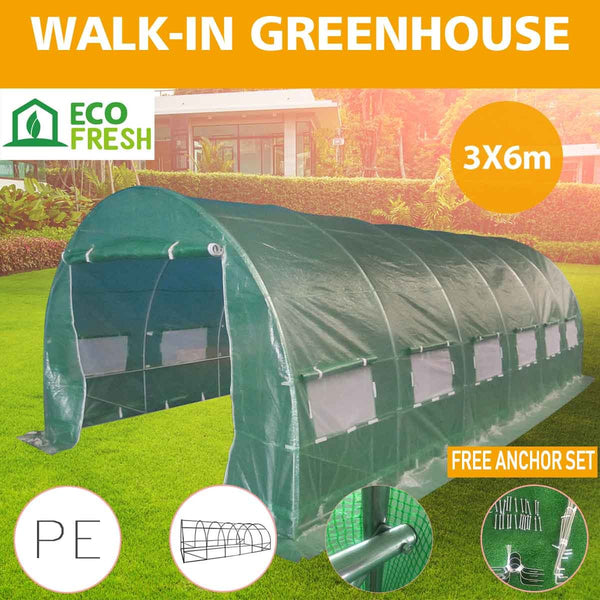 6m x 3m x 2m Strong Tunnel Greenhouses Galvanised Frame