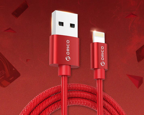 IPhone Cable ORICO High quality Braided Lightning 1m  Red Color