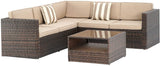 Solaura Outdoor 4-Piece Sofa Sectional Set All Weather Brown Wicker