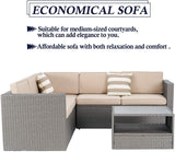 Solaura Patio Sectional Set 4-Piece Grey Wicker Outdoor Sofa furniture