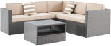 Solaura Patio Sectional Set 4-Piece Grey Wicker Outdoor Sofa furniture