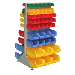 Double Sided Free Standing Louvred Rack With Bins