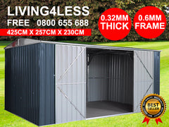 4.2m x 2.54m Garden Shed The Ranch Grey (New Design 2000mm Tall Side Wall)