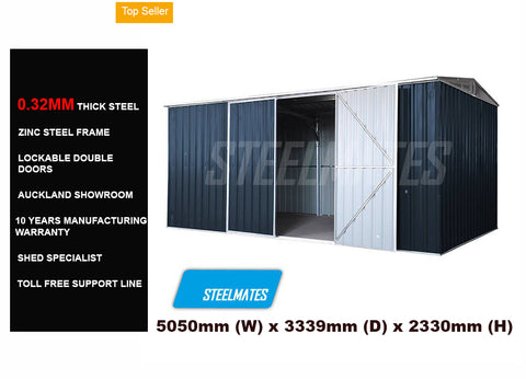 Workshop Shed 5.05m x 3.39m  Colour Ironsand Grey