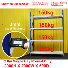 2.0m Single Bay Normal Duty 2000H X 2000W X 500D