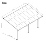 4960 L x 3050 W Aluminium Canopy, Patio cover, Carport, Lean To Pergola,8mm Roof